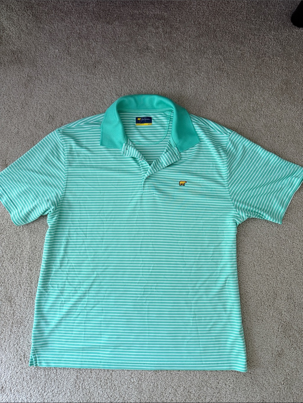 Men's Striped Polo Shirt in Mint Turquoise - Casual Performance